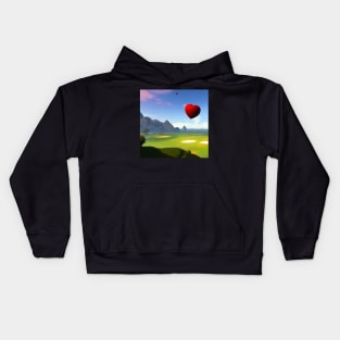 Valentine Wall Art - Two hearts flying - Unique Valentine Fantasy Planet Landsape - Photo print, canvas, artboard print, Canvas Print and T shirt Kids Hoodie